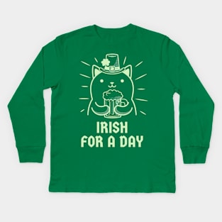 Irish For a Day Cat Kids Long Sleeve T-Shirt